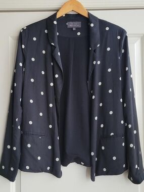 PJK Patterson J. Kincaid Black Blazer with White Polka Dots
